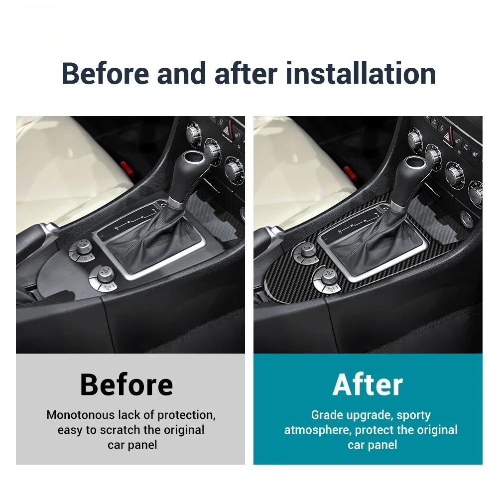Skutečná měkká nálepka na ozdobu z uhlíkových vláken Středové ovládání řadicí páky auta Pro Mercedes Benz SLK R171 2004 2005 2006 2007 2008 2009 2010