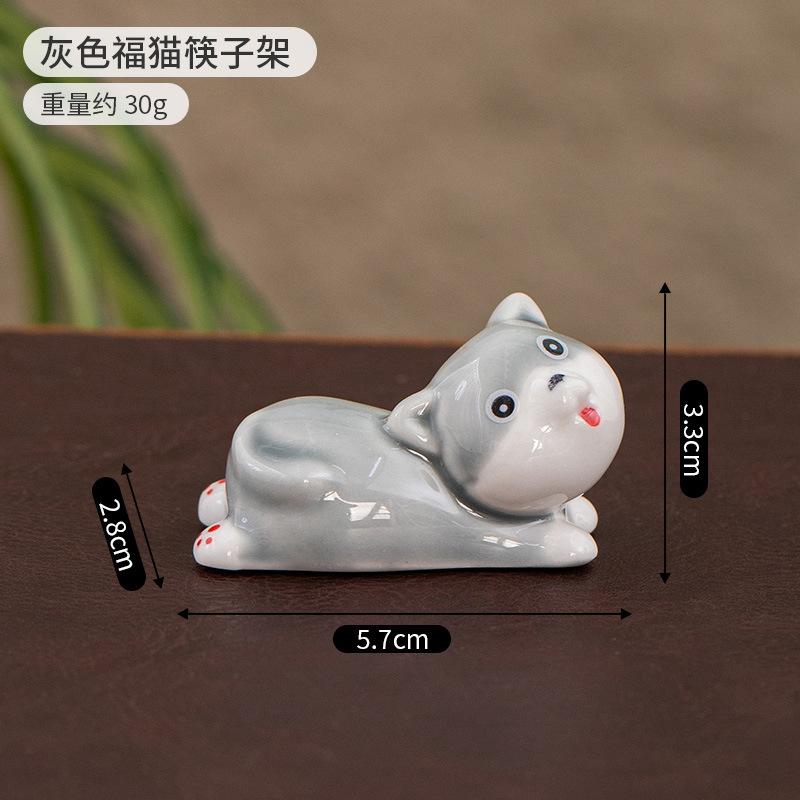 2pcs Cute Cartoon Dog Cat Ceramic Chopsticks Holder Chopstick Holder Stand Practical Fashion Chinese Kitchen Tableware Utensil