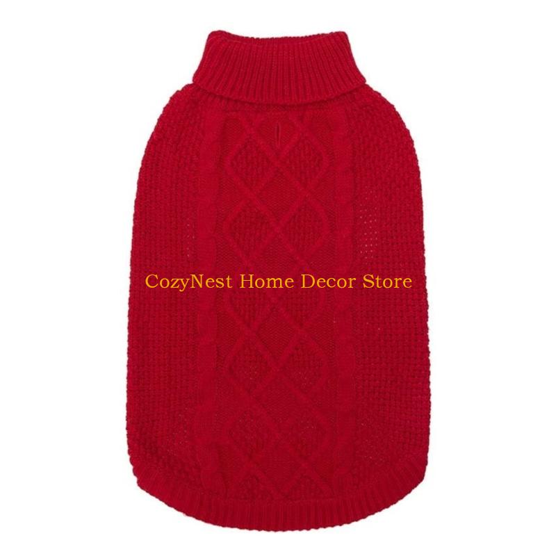 

92MF Knitwear Dog Pullover Sweater Warm Turtleneck Clothes for Various Breeds Dog Coat Stretchy and Comfortable to Wear S червоний