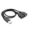 30cm USB 2.0 Male To Double USB Female Power Charging Cable Y Splitter Cord Wire for Efficient Charging and Data Sync