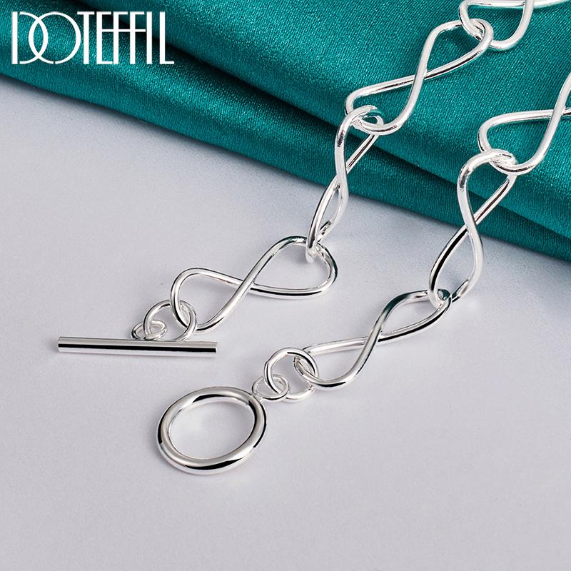 Octagonal Chain Necklace Gift Party Silver Fashion Jewelry