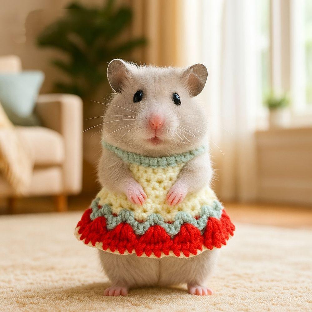 Handmade Hamster Knitted Skirt Warm Animals Dress Hamster Outfits Hamster Clothes Photography
