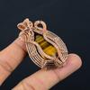 Tiger Eye Pendant, Handmade Gemstone 999 Copper Wire Wrapped Pendant Antique Jewelry, For Gift Silver Jewelry