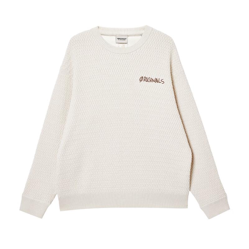 JACK&JONES Men's Embroidered Loose Fit Crew Neck Sweater