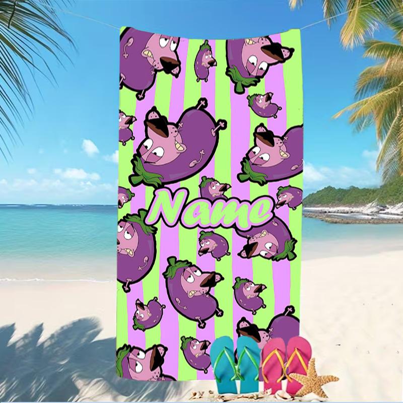 Customizable personalized beach towels Courage the Cowardly Dog themed designs.Suitable for the beach, yoga, sports;ideal as beach accessories