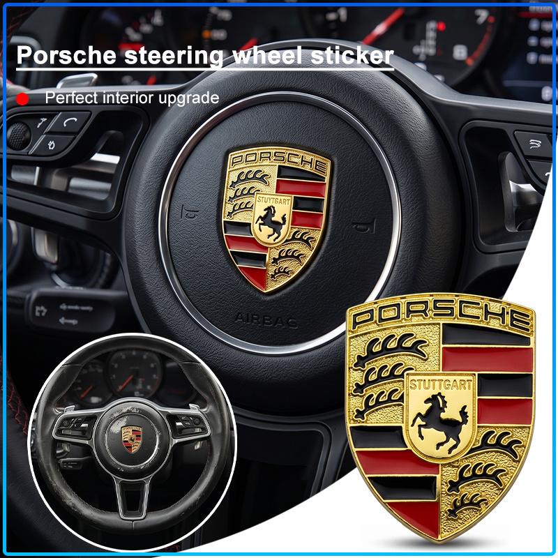 1Pcs Car Steering Wheel Cover Sticker Badge Decoration Auto Accessories For Porsche Paramela Cayenne Macan Boxster Cayman 718 911 918 944 958 971 991