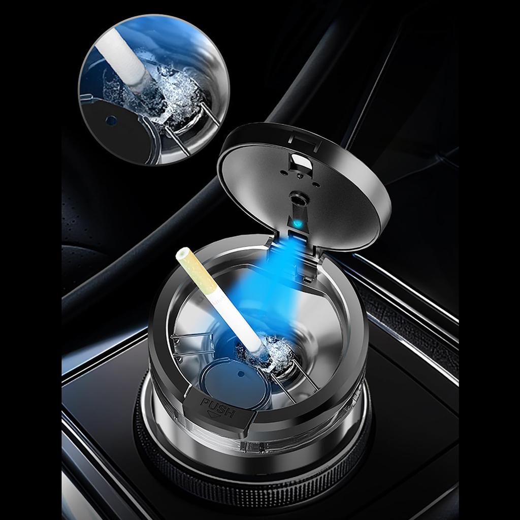 Car Ashtray for III ,Facelift 2014, 2014,2019 2020 2021 2022 2023, Car Ashtray with Lid Smell Proof, Automatic LED Light, Sealed, Flame Retardant