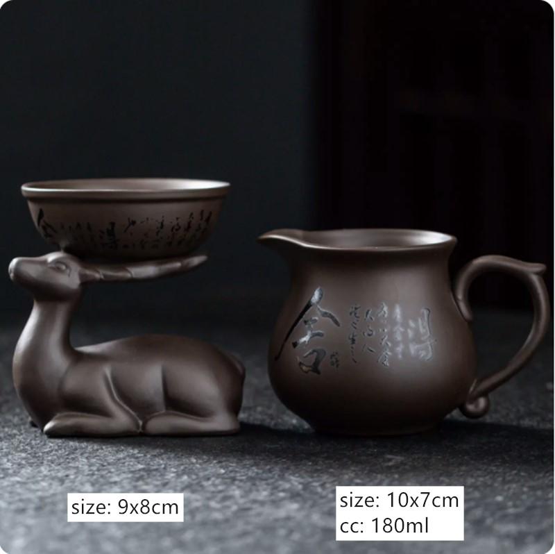 Retro Handmade Purple Clay Fair Cup Tea Ceremony Raw Ore Zisha Tea Set Accessories Household Tea Divider Chahai Tea Strainer