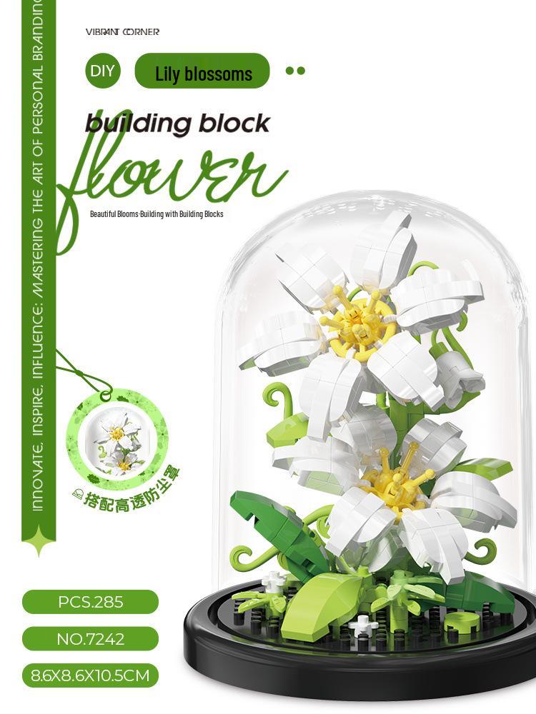 Rosa Eterna e Girasole Giocattolo da Costruzione - Fiori Freschi in Vaso per Regali di San Valentino e della Festa degli Insegnanti