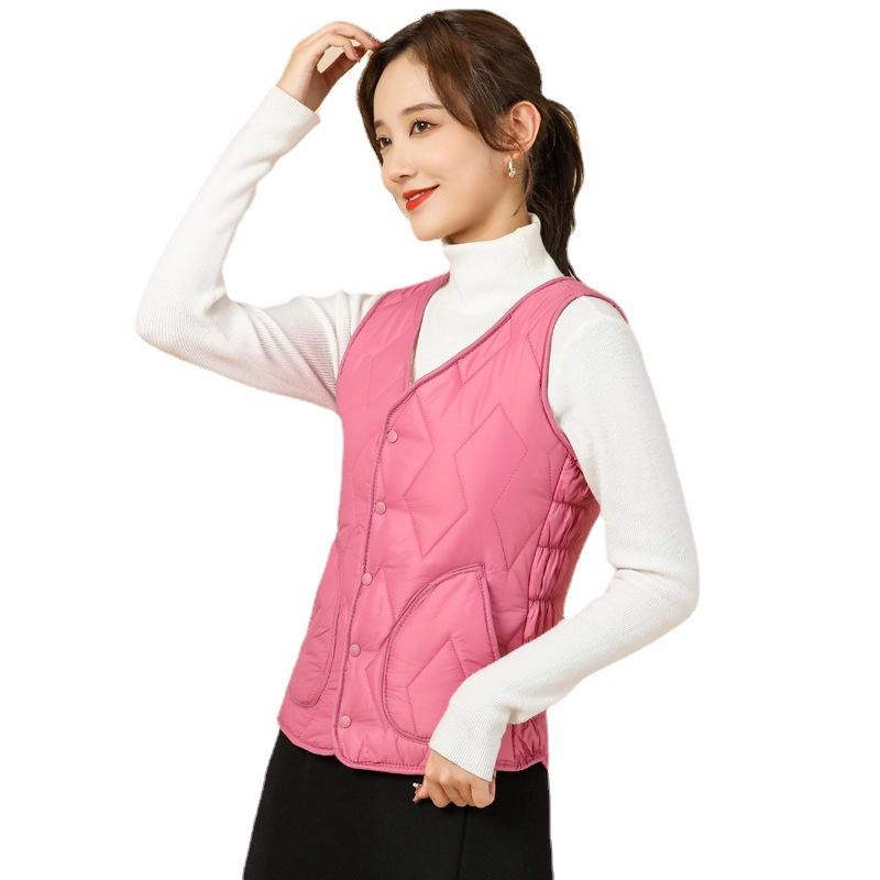 Women's Padded and Thickened Comfortable Home Warm Winter Short Section Pockets Slim Patch Pockets Vest Girlfriends' Wear Fashionable and Warm