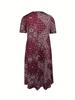 Sommer 2026 Boho-Stil Übergröße Bedrucktes Kleid mit Taschen für Damen