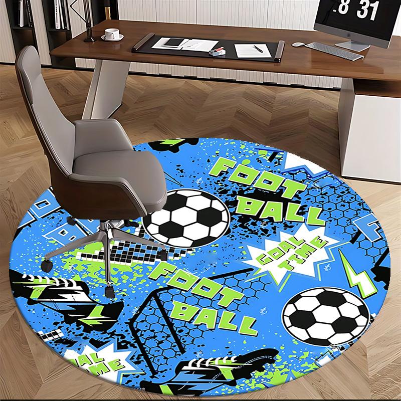 Kancelářský koberec s fotbalovou tématikou, podložky pod židli, design fotbalového míče, sportovní dekorace pro domácí kancelář, obývací pokoj, ložnici, nápad na dárek1118060a