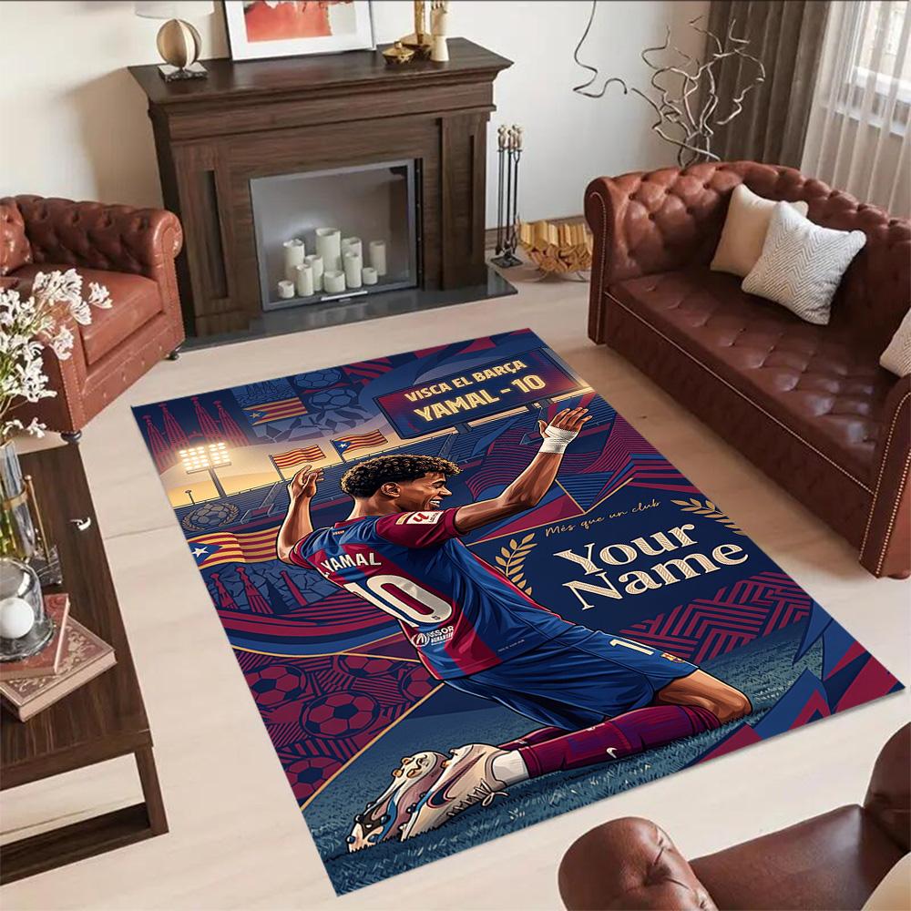 Lamin Yamal Customize Your Name Floor Rug Office Rug Perfect For Dormitory Playrooms Foyer Game Room Antislip Rug Anime Office Decor