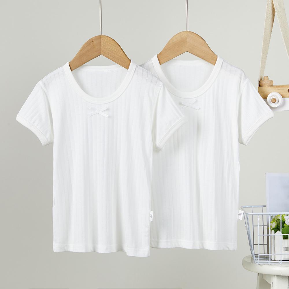 Summer Breathable Kids' Short-Sleeve T-Shirt 2-Pack - Solid Colors for Boys & Girls