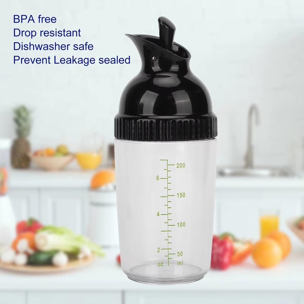 200ml Salad Dressing Bottle with Scale Kitchen Sauce Dispenser Condiment Measuring Bottle Oil Vinegar Container for Restaurant