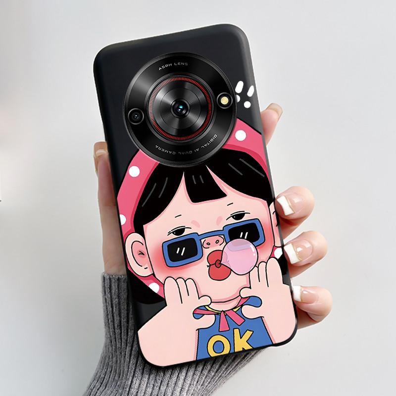 

Cute Cartoon Case For ZTE Blade A75 5G/Nubia Focus 5G/Nubia Calf 5G Printing Shell Protective Cover Soft Silicone Black Casing ZTE Nubia Focus 5G