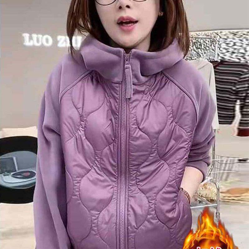 Der diesjährige trendige Colorblock-Kapuzen-Cardigan mit Reißverschluss - Vielseitig, figurbetont, verdickt, warmes Aoli-Samt für Herbst und Winter.