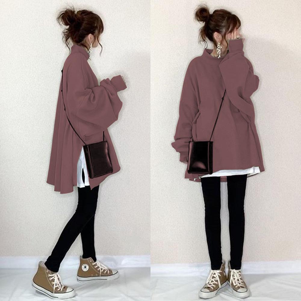 2024 Autumn/Winter Women's Japanese Style Pullover: 8 Solid Colors, Fake Two-Piece Design