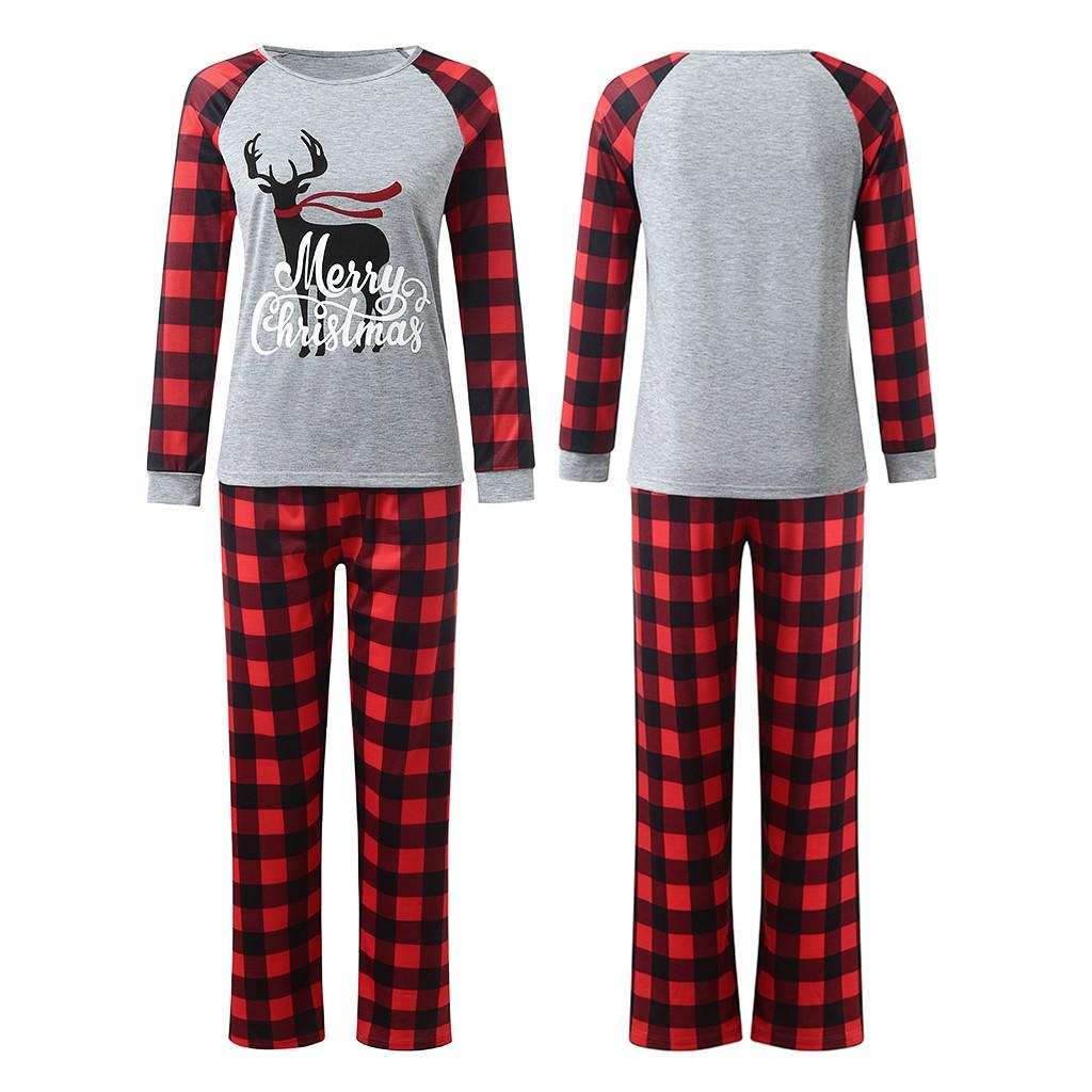 Christmas Women Plaid Deer Print Long 