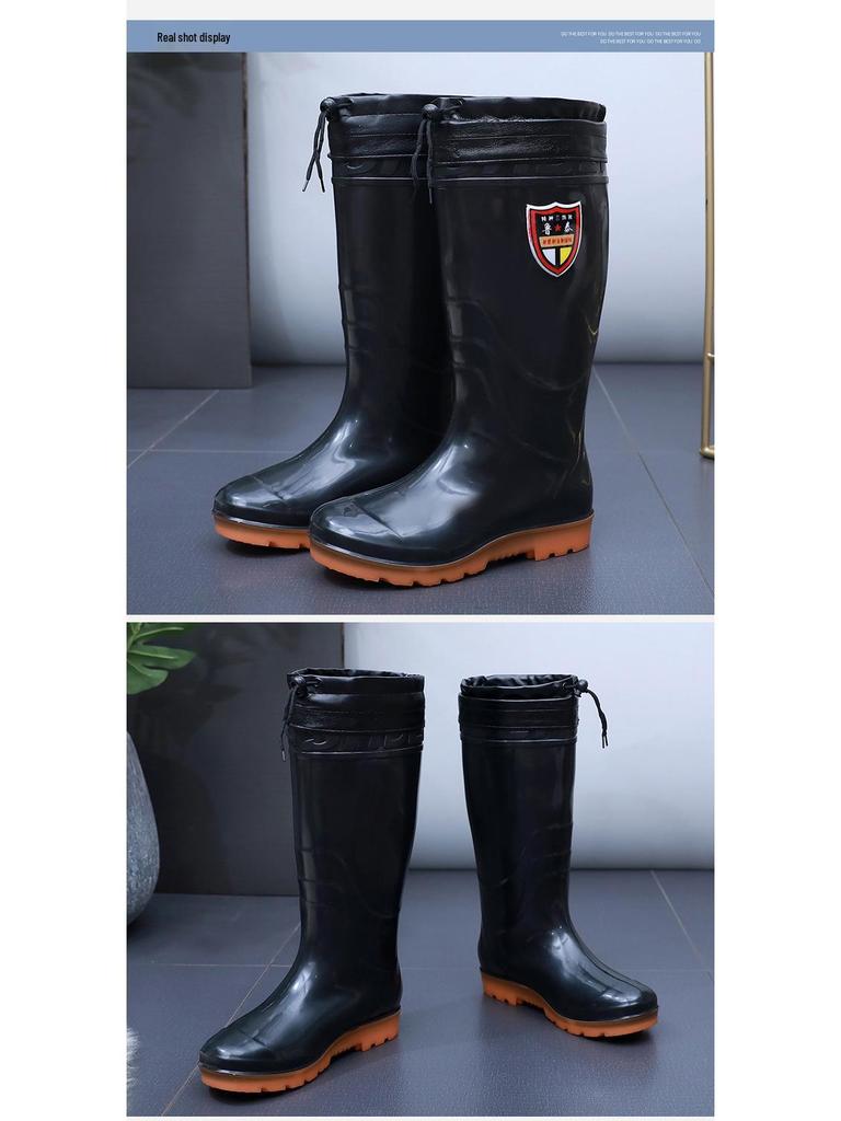Lutai Herren PVC High-Top Regenstiefel - Verschleißfest, Kältebeständig, Plus Samt, Verdickt für Bau und Autowäsche.