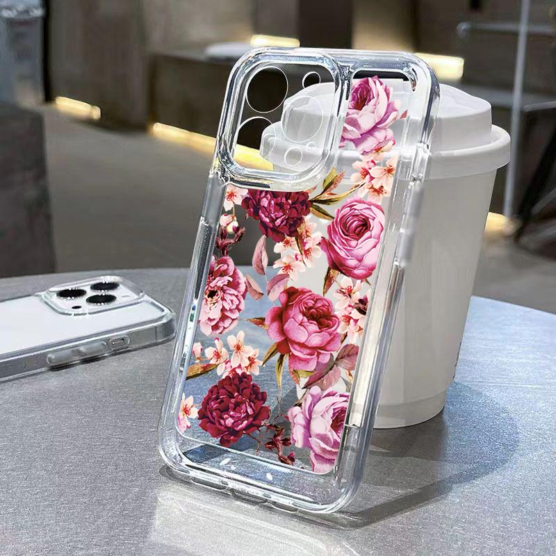 Coque en Silicone Doux Motif Fleur Pour Iphone 16 Coque Pour Iphone 15 14 13 12 11 Pro Max Coque Housse Xs Xr 7 8 Plus Coque Funda Coque Bumper