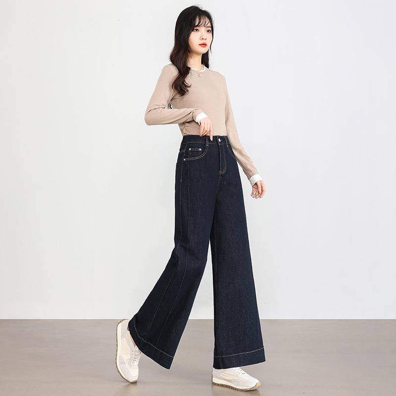 

Трендовые синие джинсы широкого кроя для женщин на 2025 год: Идеально для фигуры «груша», Идеально для весны и осени 27 (for 95-105 lbs) джинсовый синий