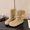 Retro Platform Short Boots Women's Autumn New with Skirt Martin Boots Soft-soled Soft Leather Boots