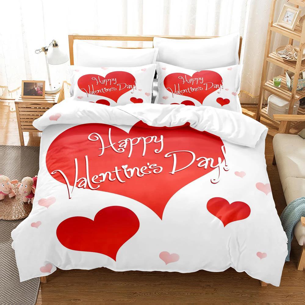 Valentine's Day Bedding Set 3D Printed Duvet Cover Set for Boys Teens Bedroom Single Double Full Queen King Size