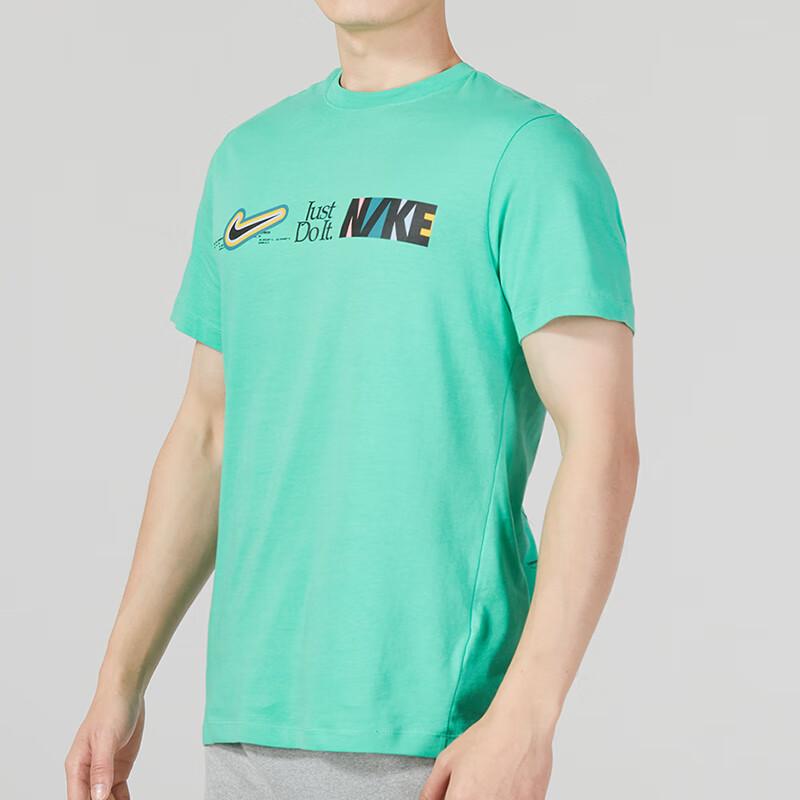 Nike Alphabet Print Running Fitness Training Loose Casual Round Neck Short Sleeve T-Shirt Men Tops Green FB9775-363