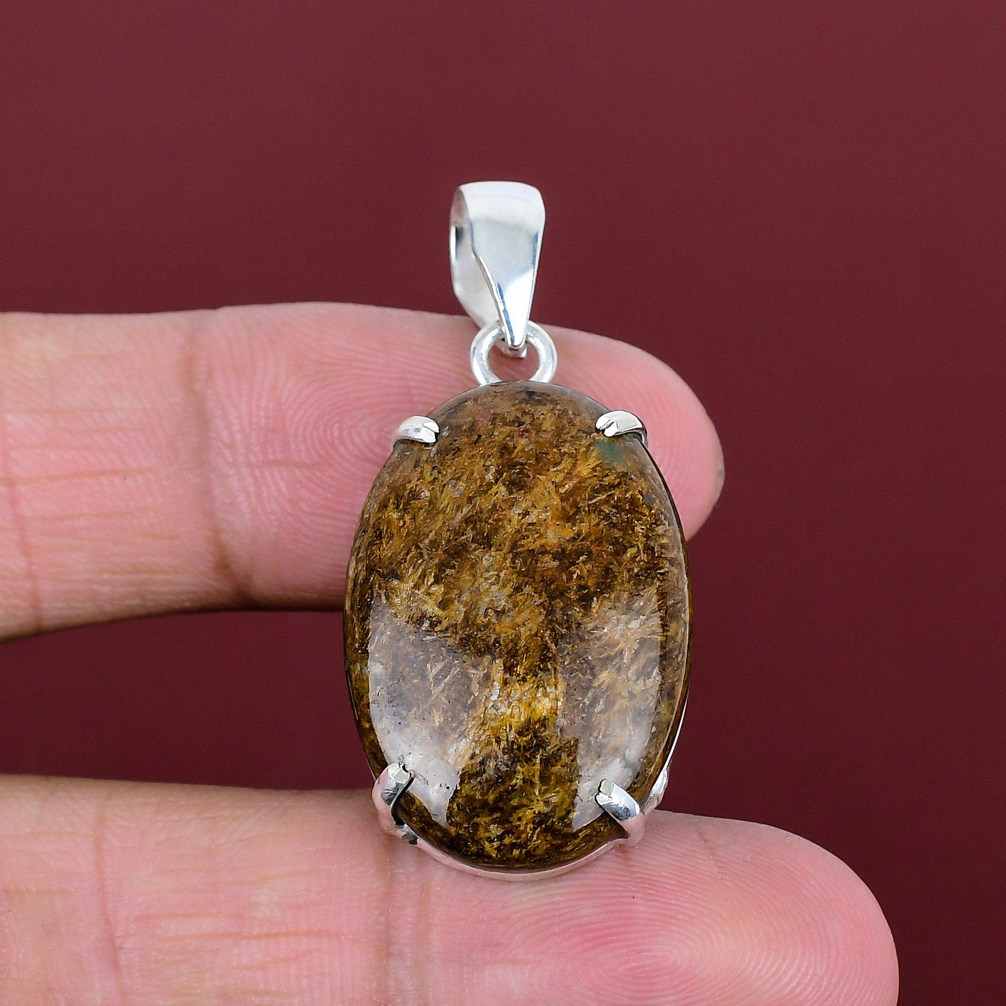 Bronzite pendant 925 sterling silver pendant amazing gemstone pendant elegant jewelry handmade pendant anniversary gifts birthstone jewelry