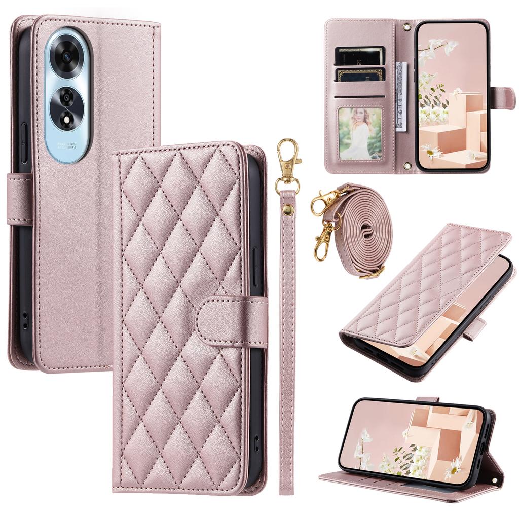 For Oppo A60 4G Wallet Case Rhombus Grid PU Leather Phone Cover