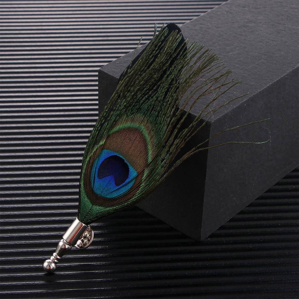 Men Fashion Design Party Feather Novelty Wedding Dress Suit Accessory Lapel Pins Jewelry Brooch