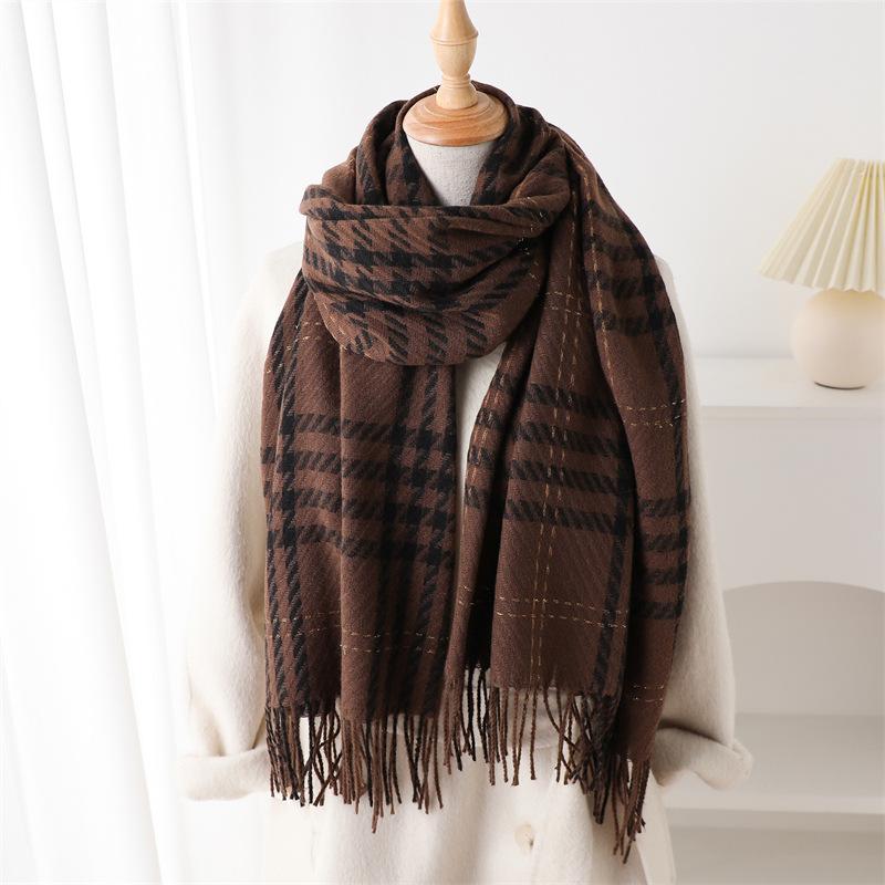 Houndstooth Scarf Men Women Autumn Winter Cashmere Scarves Wrap Student Fashion Thicken Warm Long Tassel Shawl Lady Bufanda