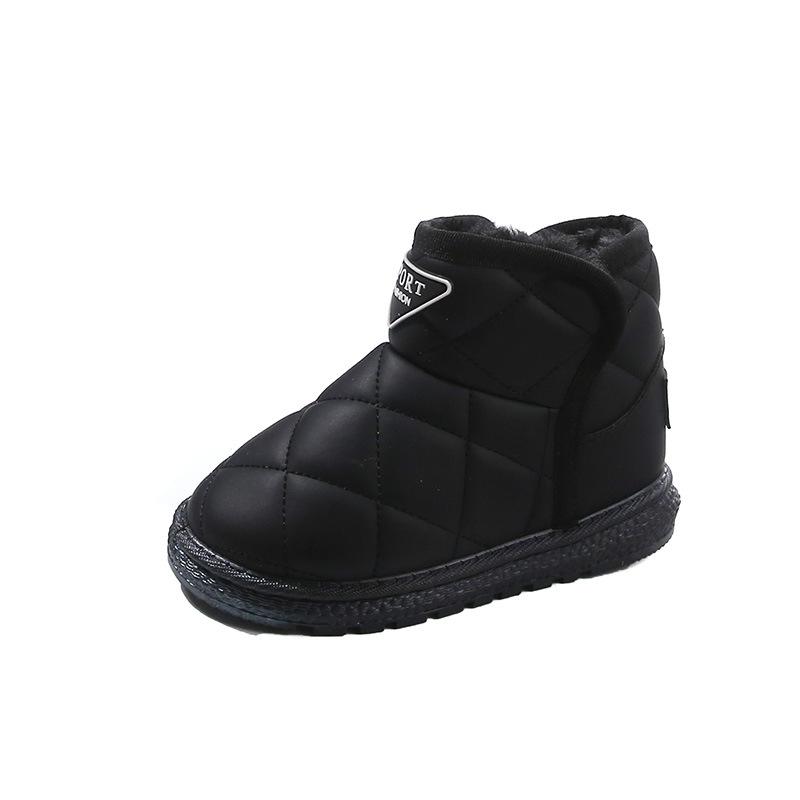 Fashion solid color children's snow cotton 2025 winter explosion baby girl warm short boots thickened boys cotton boots
