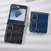Samsung Z Flip6/7/5 Electroplated Leather Stand Case - Anti-Fall Protective Cover
