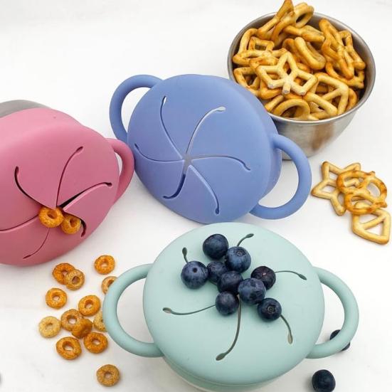 

Silicone Snack Cup with Removable Food Catcher And Travel Lid 12 Oz Stainless Steel Spill-Proof Snack Container for Indoor Outdoor Adventures D
