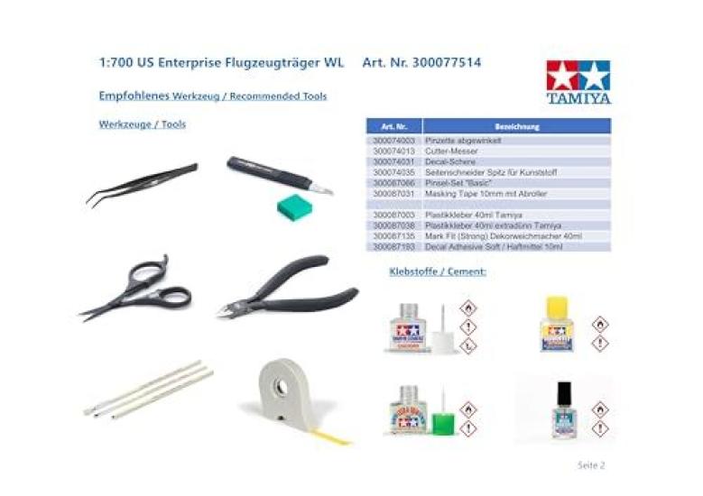 Tamiya Waterline Series 114 US Navy Vliegdekschip USS Enterprise Plastic Modelbouwkit 77514 1/700 Nr.