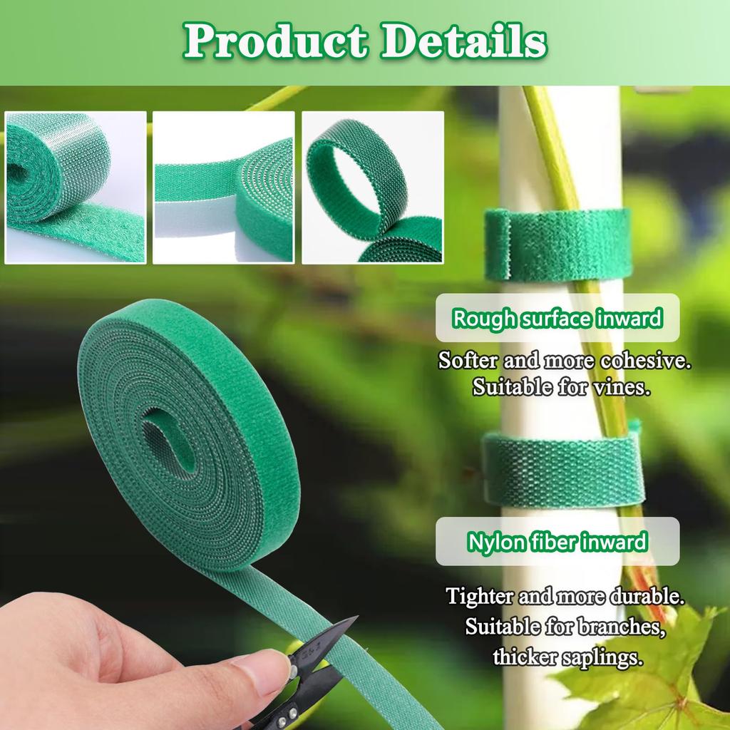 5m Green Garden Twine Plant Ties Nylon Plant Bandage Garden Hook Loop Bamboo Cane Wrap Support Garden Accessories