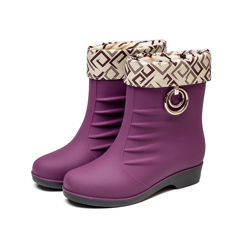 Fashion Women's Rain Shoes Non-slip Water Shoes Work Rain Boots Rubber Boots