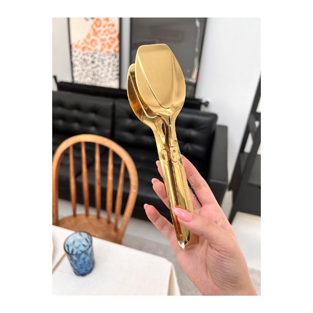 Dmr Life 8 Piece Gold Sauce Serving Set And Tongs Serving Presentation Set (18/10)