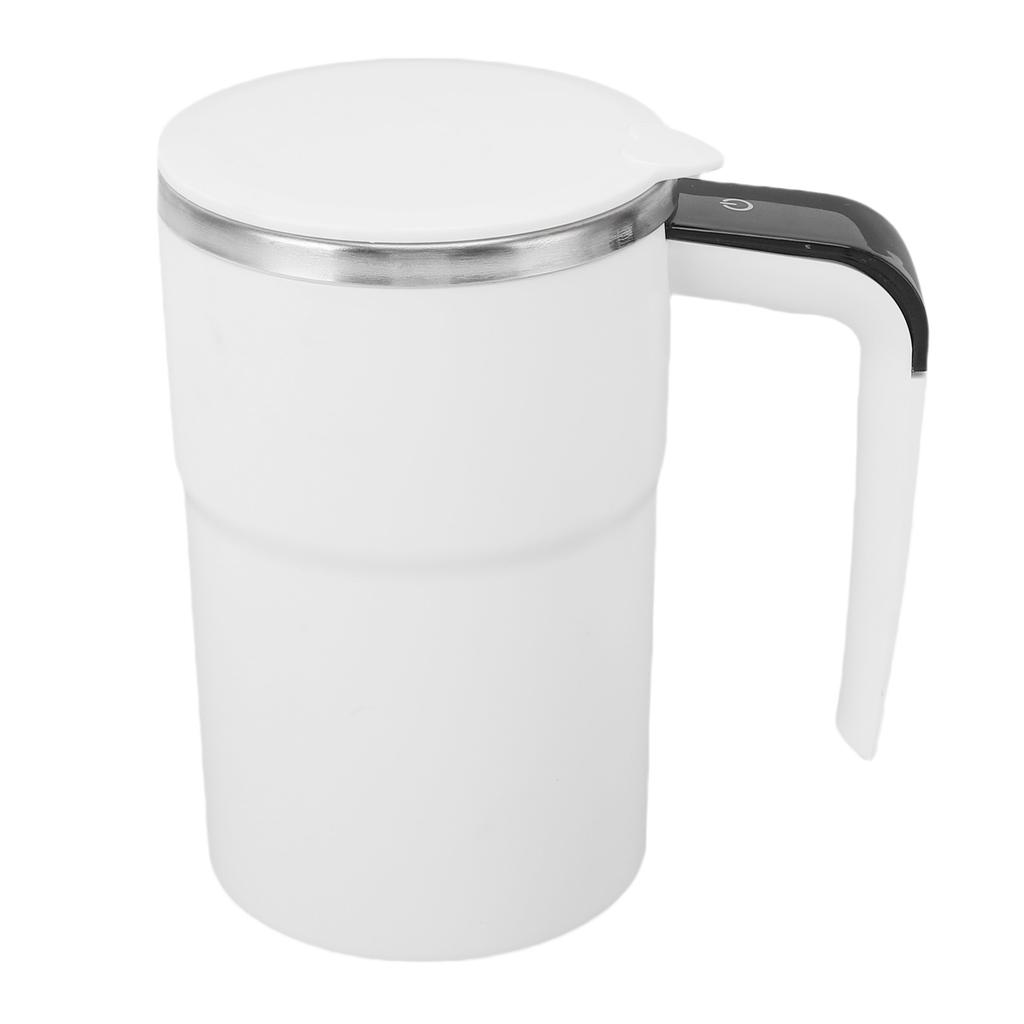 Automatischer Rührbecher 13oz Wiederaufladbar Intelligente Temperaturmessung Magnetischer Selbstmischbecher für Kaffee Weiß