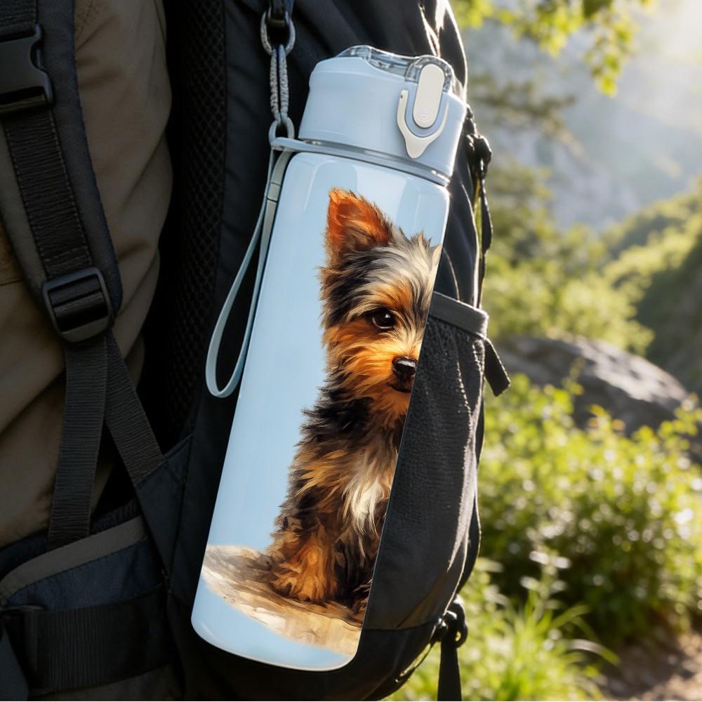 1PC Yorkshire Terrier Dog 750ml Color Plastic Sports Water Bottle Leakproof Flip Straw Lid Suitable for Sports Office Home Use