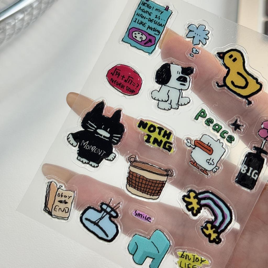 Hand-Painted Cute Puppy Jelly Stickers for DIY Journal or Phone Case