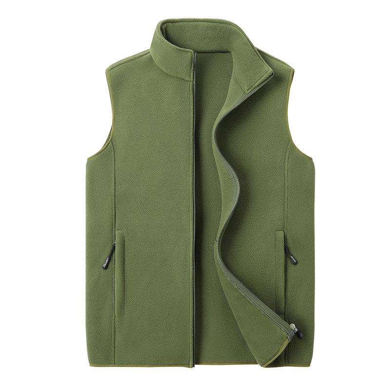 Men's Autumn & Winter Double-Sided Fleece Vest - Stand-Up Collar, Thickened, Warm, Sporty & Casual Style.