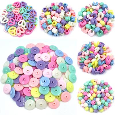 Candy Color Acrylic Mixed Loose Beads for Jewelry Making DIY Beading Materials Children Handmade