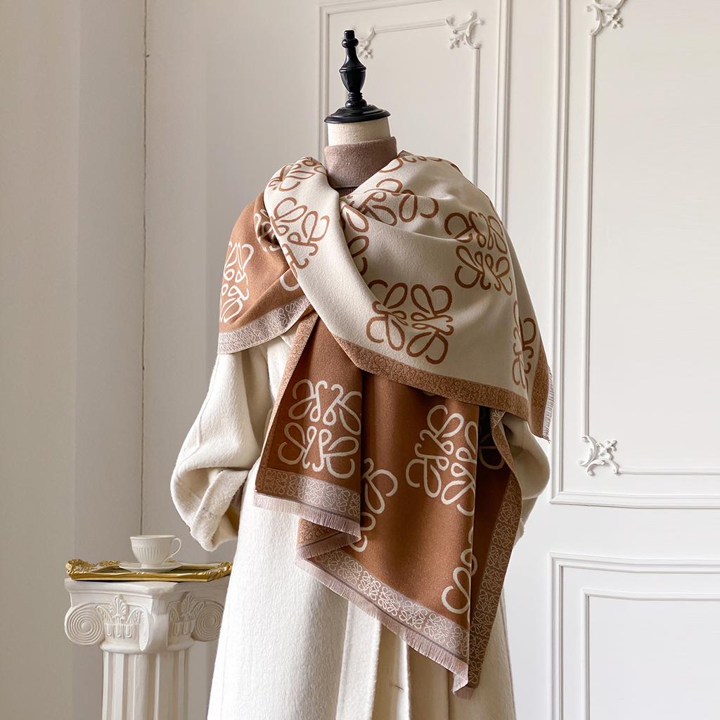 New Women's Scarf Warm Scarf Shawl Simple Imitation Cashmere Scarf Thick Shawl Jacquard Fashion Autumn and Winter