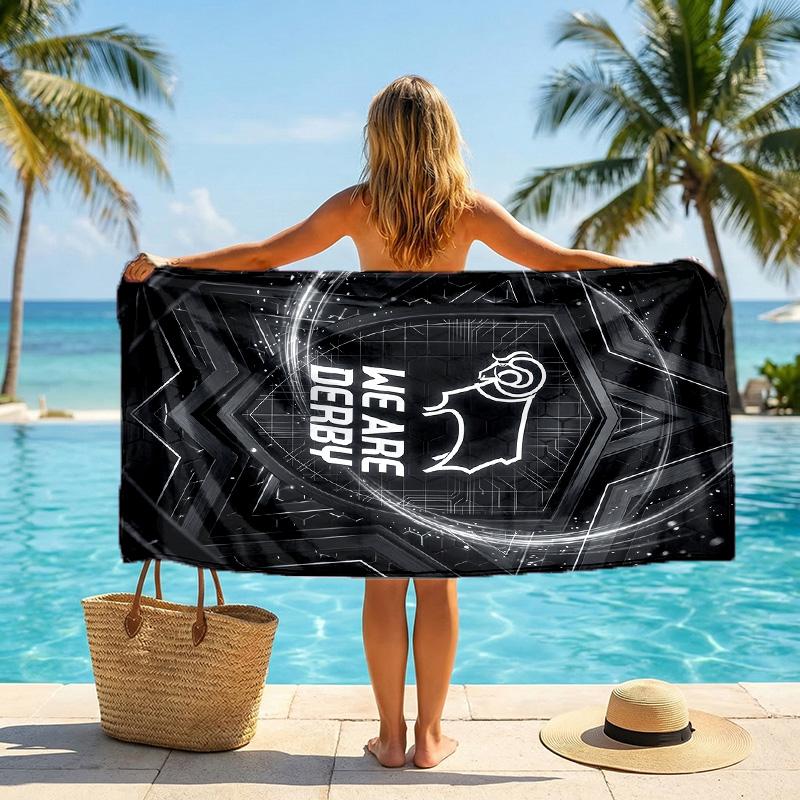 Asciugamano da Spiaggia Derby County Football Morbido Microfibra Asciugamano Estivo Asciugatura Rapida Assorbente per Spiaggia Piscina Viaggio