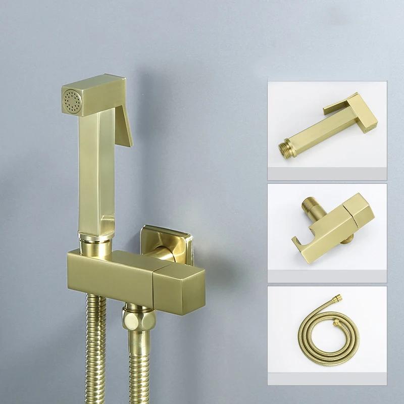 Gold Shower Wall Mounted Toilet Bidet Sprayer Set Brass Valve Bathroom Alloy Black Handheld Self Cleaning Bidet Faucet White