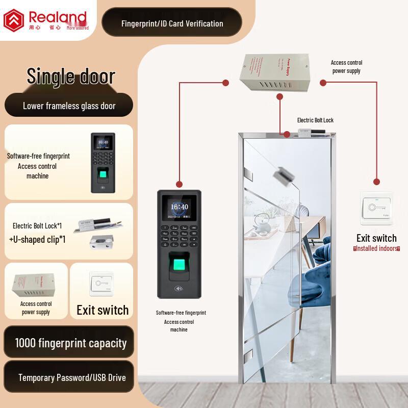 Realand F055 Fingerprint Door Access Control System CN plug (adapter included)