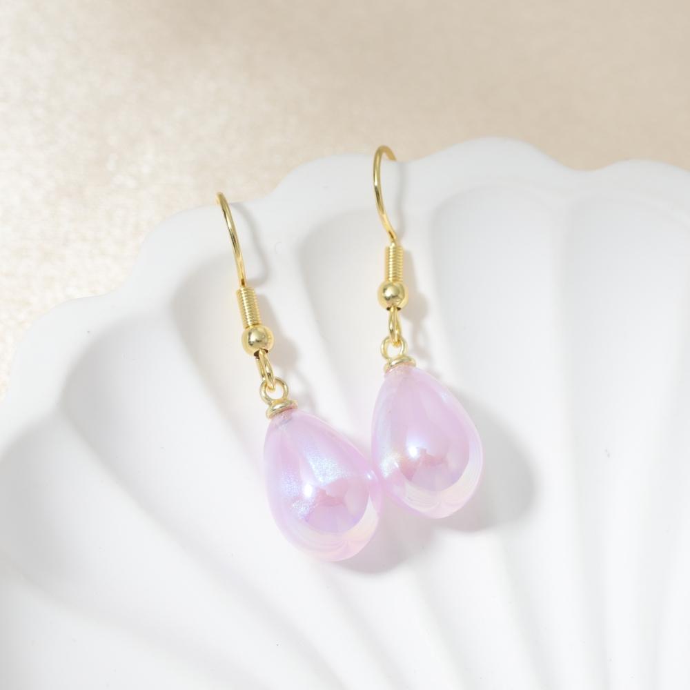 1 Pair Simple Water Droplets Imitation Pearls Dangle Earrings for Women Earring Jewelry Party Accessories фиолетовый